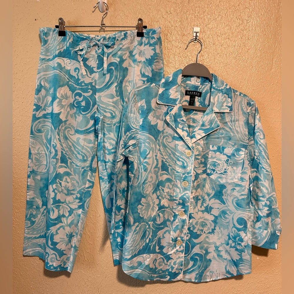 NWOT Lauren Ralph Lauren Sleepwear Paisley Pajama Set Size Small Floral